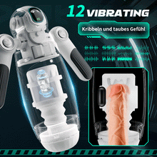 Laden Sie das Bild in den Galerie-Viewer, Doppelter Handgriff 13 Frequenz Vibration 7 Frequenz Einziehbare Masturbation Cups