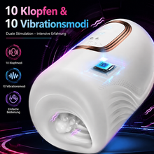 Laden Sie das Bild in den Galerie-Viewer, Automatische Masturbatoren Penis Stroker Blowjob mit 10 Klopfen &amp; 10 Vibrationsmodi
