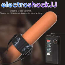 Laden Sie das Bild in den Galerie-Viewer, Elektrische Penisringe Elektro Schock Penis Trainer mit Host und Penis-Elektroden-Ring