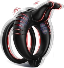Laden Sie das Bild in den Galerie-Viewer, Doppelter Cockring Penistrainer Vibrator mit 10 Kraftvollen Vibrationsmodi