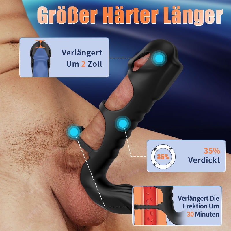 Lucifer - Dual-Motor-7-Vibrations-Penis-Hülse und Vibrator 2-in-1 Erwachsenenspielzeug