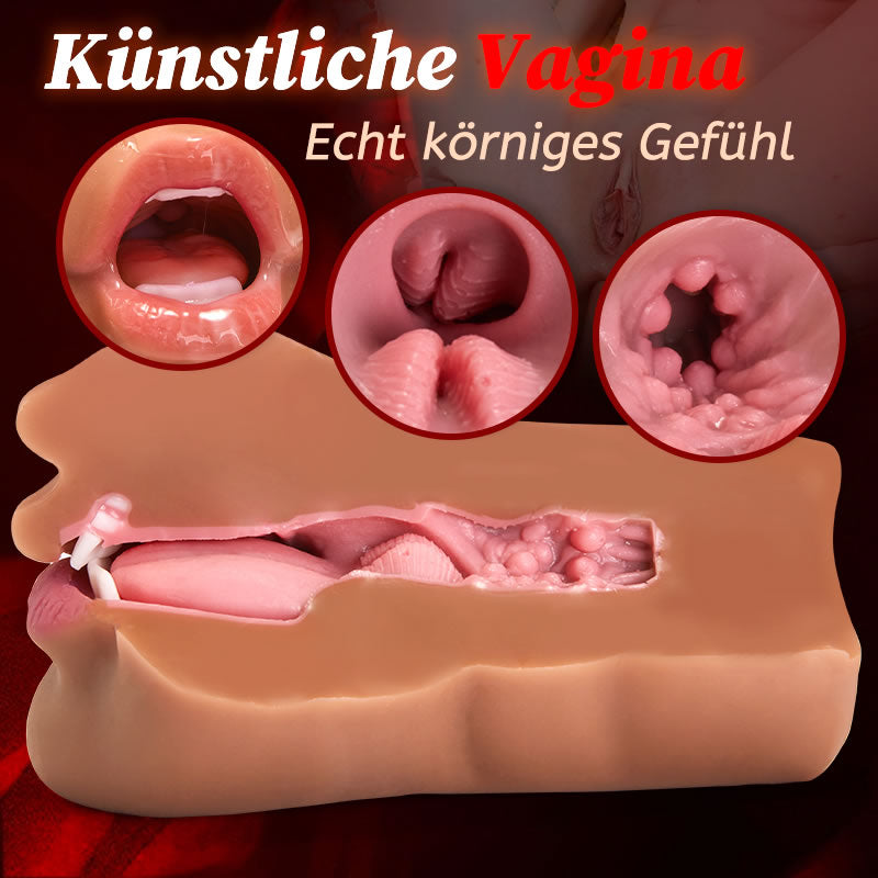 BRAUNE SCHÖNHEIT Tragbarer Masturbator Blowjob Taschenmuschi Masturbator