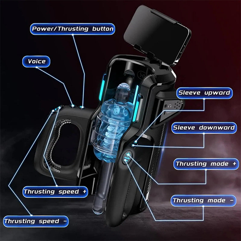 LETEN Masturbator mit 10 stoßenden Hochgeschwindigkeits und Telefonhalter