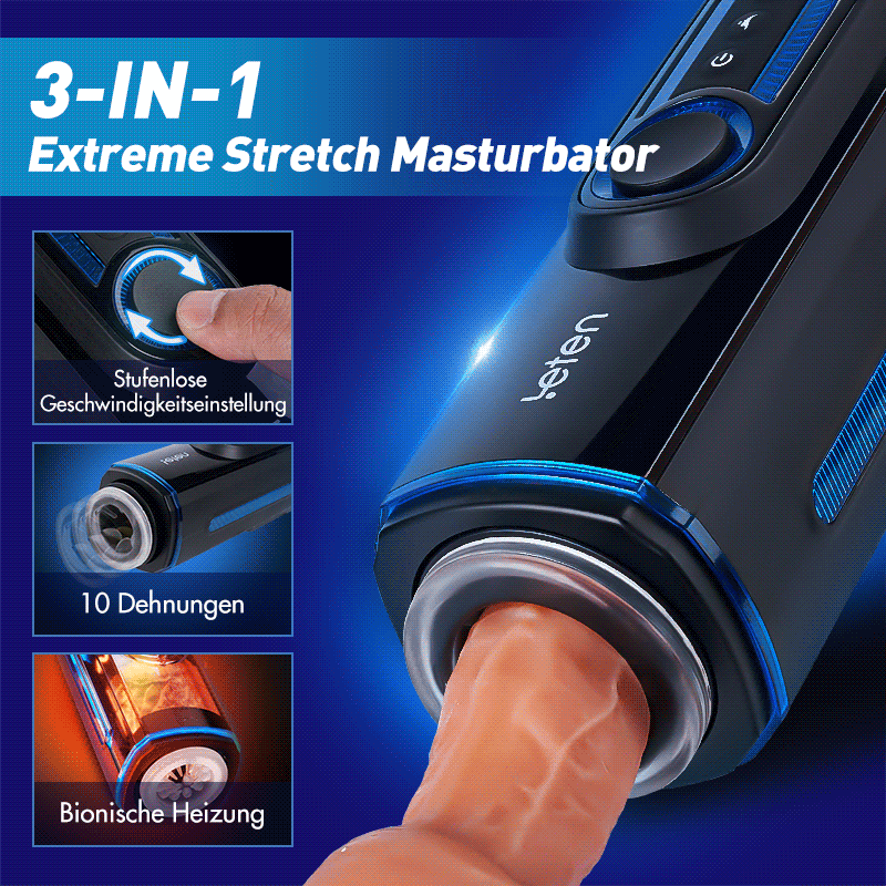 Leten-X9 IV Upgraded Retractable & Beheizte & Akustische Kombination Männlicher Masturbator