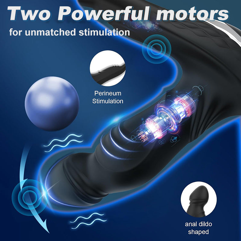 Asura App-gesteuertes Wackel- und Klopf-Prostatamassagegerät mit zwei Penisringen