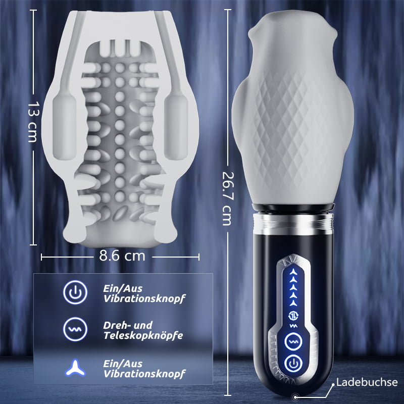 Tornado 3.0 - Dual Motor Oralsex Analoger Masturbator 7 Vibrationen 5 Retraktionen 5 Rotat