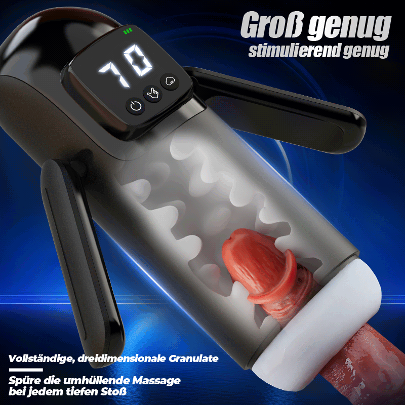 Phantom - 7 Saugungen 7 Vibrationen Doppelgriffe Grobe Granulat-Kanaltextur Männer-Mast