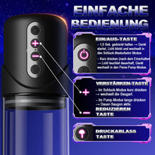 Laden Sie das Bild in den Galerie-Viewer, 2IN1 Penispumpe 6 Saugmodi Schwarze Matte Textur YINGJUE