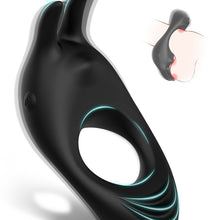 Laden Sie das Bild in den Galerie-Viewer, Bunny Hopper——Vibrating Cock Ring with Rabbit Design, Rechargeable Penis Ring Vibrator with 9 Vibration Modes