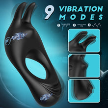 Laden Sie das Bild in den Galerie-Viewer, Bunny Hopper——Vibrating Cock Ring with Rabbit Design, Rechargeable Penis Ring Vibrator with 9 Vibration Modes