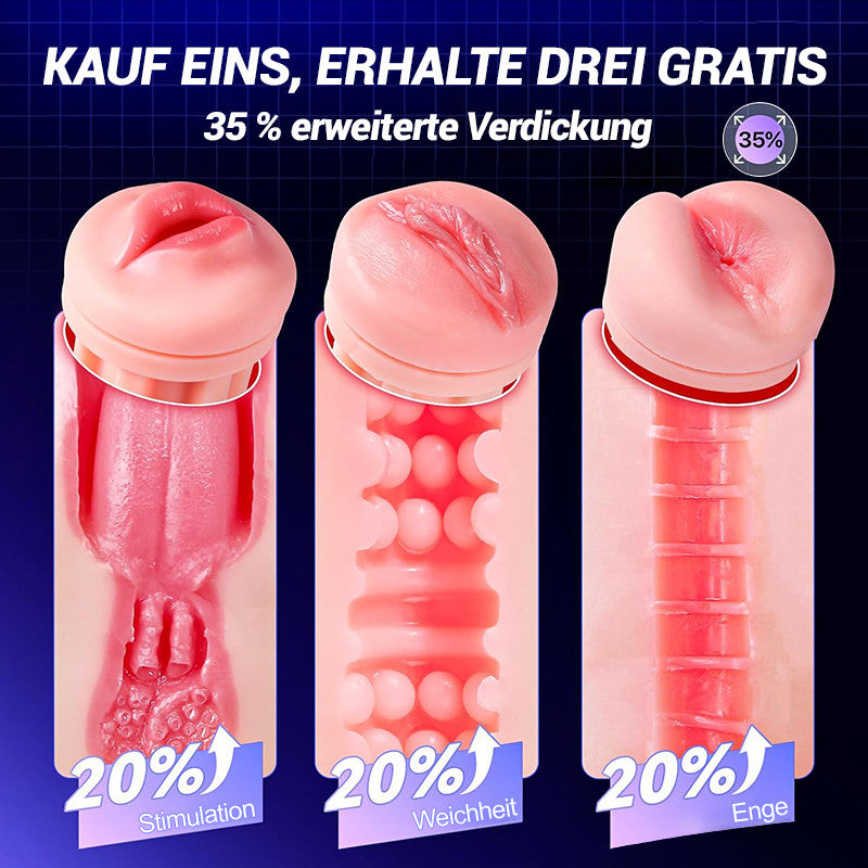 Daphne - 3 Hüllen Taschenmuschi Penis-Pumpe mit 9 Saug- & 9 Vibrationsmodi für männliche Mast