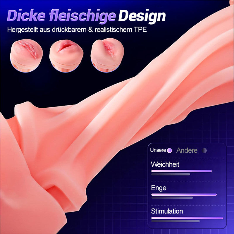 Daphne - 3 Hüllen Taschenmuschi Penis-Pumpe mit 9 Saug- & 9 Vibrationsmodi für männliche Mast