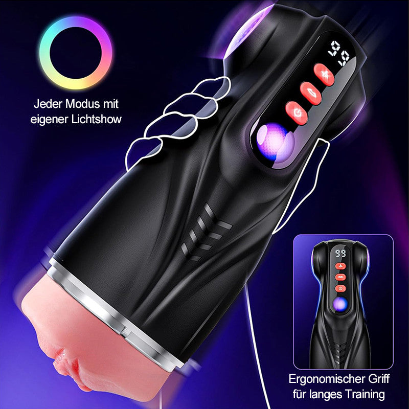 Daphne - 3 Hüllen Taschenmuschi Penis-Pumpe mit 9 Saug- & 9 Vibrationsmodi für männliche Mast