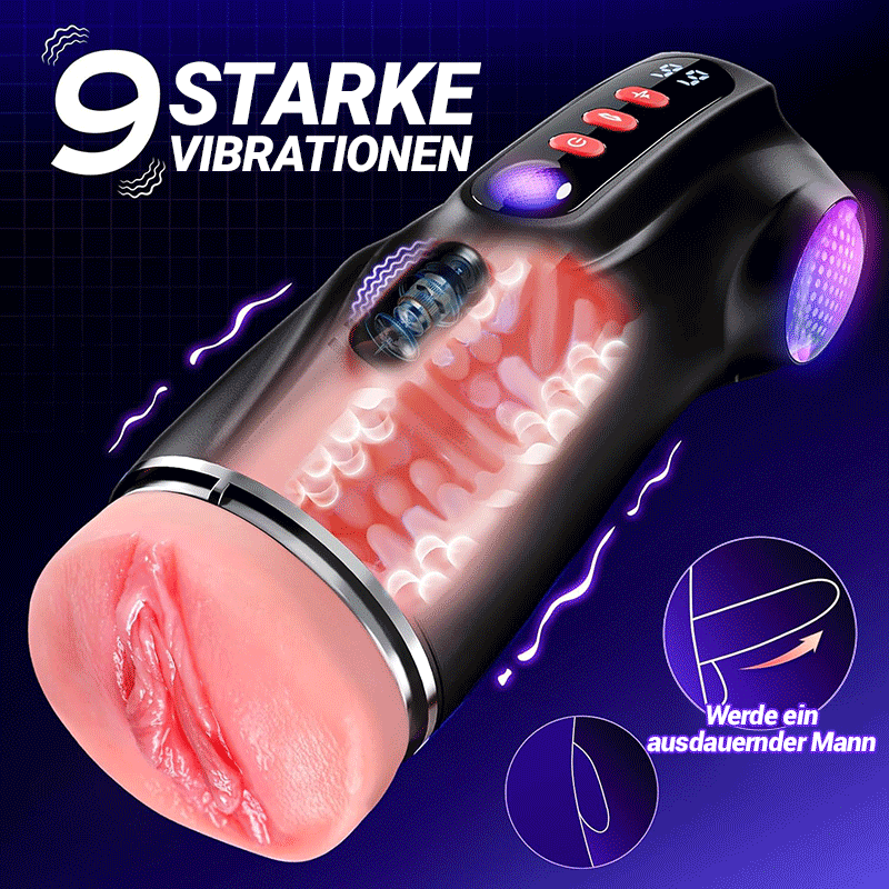 Daphne - 3 Hüllen Taschenmuschi Penis-Pumpe mit 9 Saug- & 9 Vibrationsmodi für männliche Mast