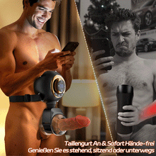 Laden Sie das Bild in den Galerie-Viewer, AssistPro 2.0 - 9 Vibrationen &amp; Schwingen &amp; Stoßen Hands-Free Hüftgurt-Strap-On Masturbator für Männ