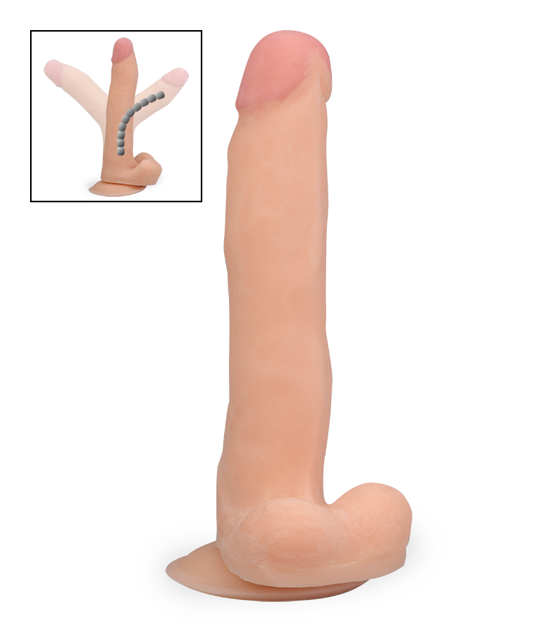 21 cm langer Saugnapf-Dildo mit biegbarem Schaft