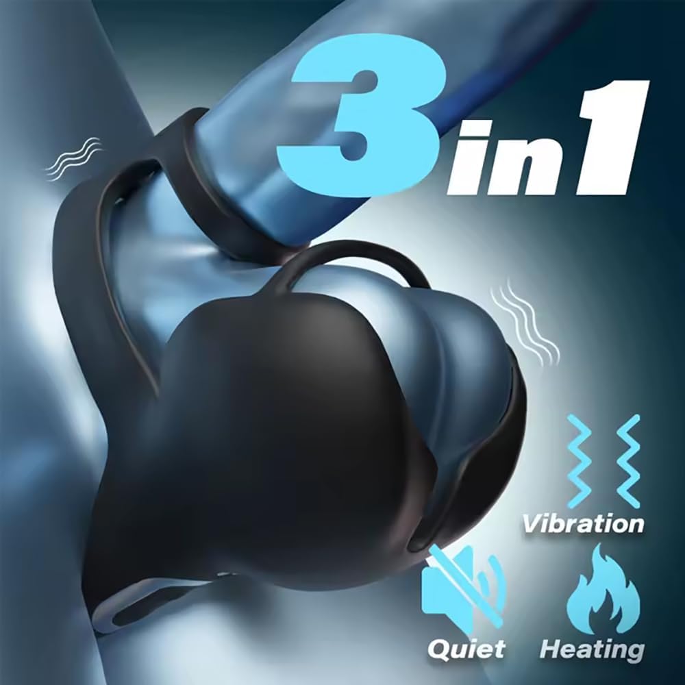 360° Hoden Vollabdeckungsstimulator Penistrainer Cock Ring mit 9 Vibrations & Heizmodi