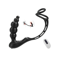 Laden Sie das Bild in den Galerie-Viewer, 3 in 1 Analkugeln Prostatamassager Dual Penisringe Analvibrator Spielzeug