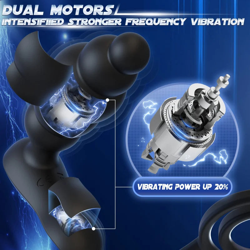 3 in 1 Analkugeln Prostatamassager Dual Penisringe Analvibrator Spielzeug