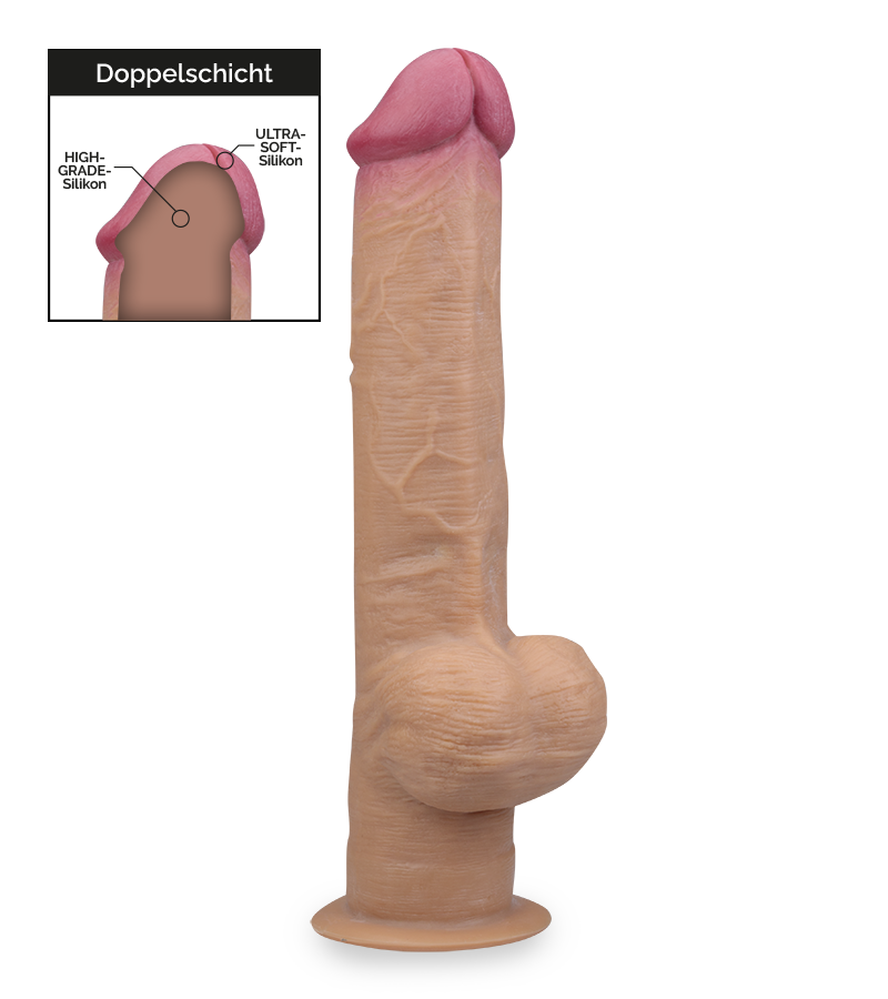 33 cm langer Saugnapf-Dildo aus Silikon mit Griff