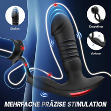 Laden Sie das Bild in den Galerie-Viewer, 3 in1 Penisring Analvibratoren Prostata Stimulation mit 7 Stoßfunktion 7 Vibrationsmodi