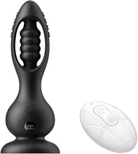 Laden Sie das Bild in den Galerie-Viewer, Kabelloser Vibrations Analplug Prostata Massager für Männer mit Fernbedienung 10 Vibrationsmodi Kugel Design IPX6 Wasserdicht Magnetisches Laden Medizinisches Silikon Leise Schwar