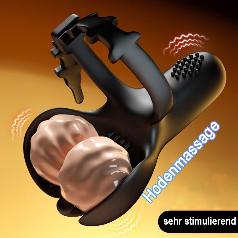 Vibrator Cockringe Extrem Silikon Penisring Vibratoren mit Hoden Vibrierende Cockring für Männer mit 10 Vibrationmodis für Penis Sex Spielzeug für die Männer Stimulation Sex Toy