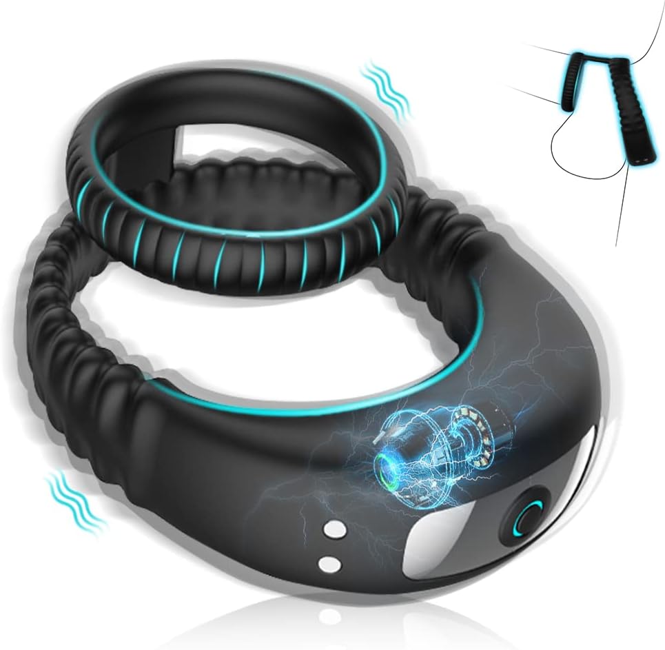 Dual Penisring Vibratoren mit starken Stimulation Dehnbar Cockring aus Silikon Penis Ringe für langes Spiel, Penis stimulator für Sex Männer und Paare
