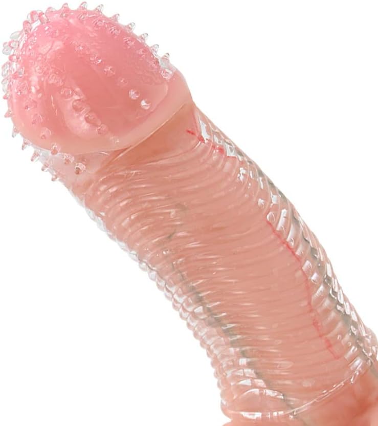 4er Pack Dick Sleeve - Silikon Transparente Wiederverwendbare Peniskondome für Intensive Stimulation Penishülle für Penisverlängerung und Erektionsverbesserung
