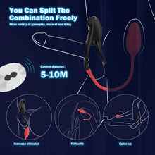 Laden Sie das Bild in den Galerie-Viewer, Penisring Vibrator Sex Spielzeug 2 in 1 Abnehmbar G-Punkt Penisringe Vibrator mit 10 * 10 Vibrationsmodi Prostata Stimulation Analvibratoren Penis Ring Erotik Sextoysets für Paare extrem sex