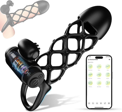 Penishülle Penisring Vibrator mit 10 Vibrationsmodi für Penis Klitoris G-Punkt, Silikon Penis Sleeve Cockring, Penismanschetten für Penisverlängerung Sex Spielzeug für die Männer Paare