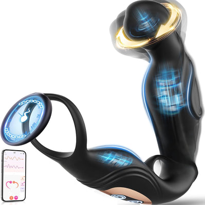 Analvibratoren für Mann Prostata Stimulation Männer mit 360° Rotierende Analdehnung Massage & 9 Intensiv Vibrationsmodi Analplug Anal Vibrator Sex Spielzeug die Männer Penisring APP Tagnaff