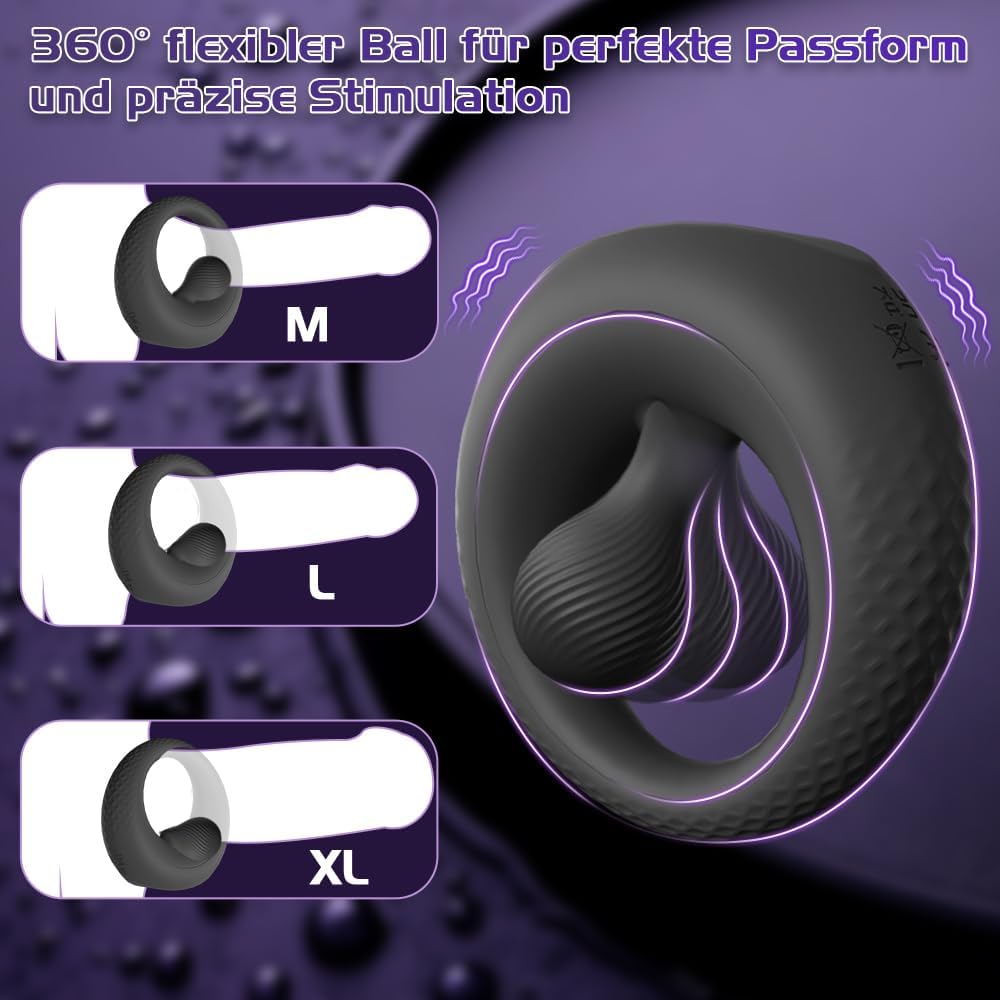 Penisring Vibrator mit 360° Verstellbarem Perlen-Klitorisstimulator, Sex Spielzeug für die Paare Männer Frauen, YAWNSHE Cockring Penis Ring Sex Toys, Erotisches Sexspielzeug für Paare Mann Extrem Sex