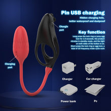 Laden Sie das Bild in den Galerie-Viewer, Penisring Vibrator Sex Spielzeug 2 in 1 Abnehmbar G-Punkt Penisringe Vibrator mit 10 * 10 Vibrationsmodi Prostata Stimulation Analvibratoren Penis Ring Erotik Sextoysets für Paare extrem sex