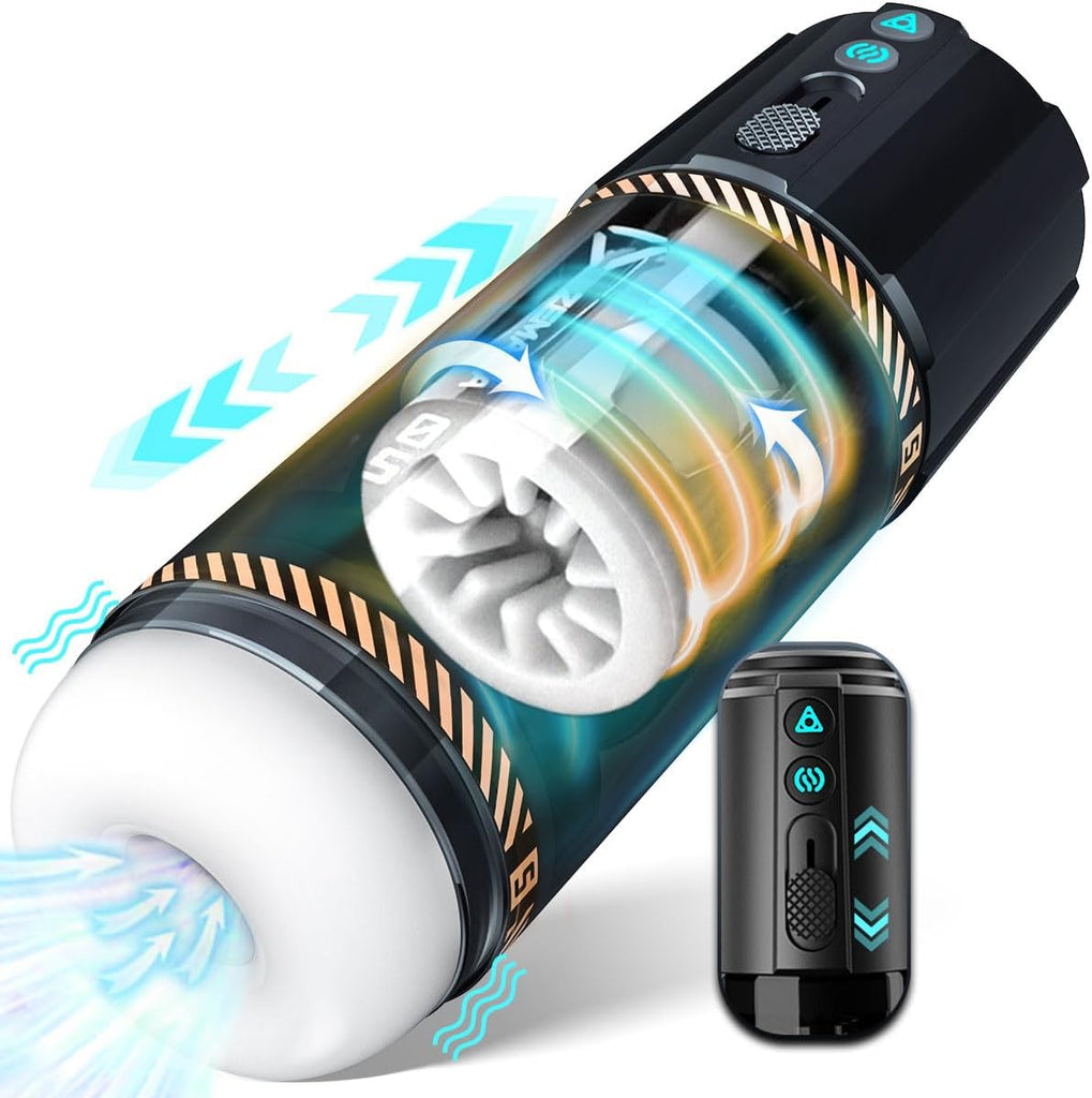 Elektrischer Masturbator Cup mit 8 Teleskop Rotierende Vibration Stoßfunktion, Sex Spielzeug für die Männer solo, Taschenmuschi Masturbieren für Männer Penis Masturbatoren, Sex Toys mit 3D Vagina