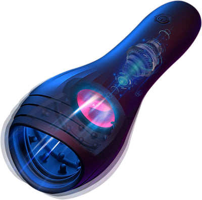 Buntune Elektrischer Cup Masturbator Sexspielzeug für Männer Silikon Penis Trainer Vibrator mit 10 Vibrationsmodi und Zunge Lecken Saugmodi Eichel Stimulator für Herren Taschenmuschi Massagegerät