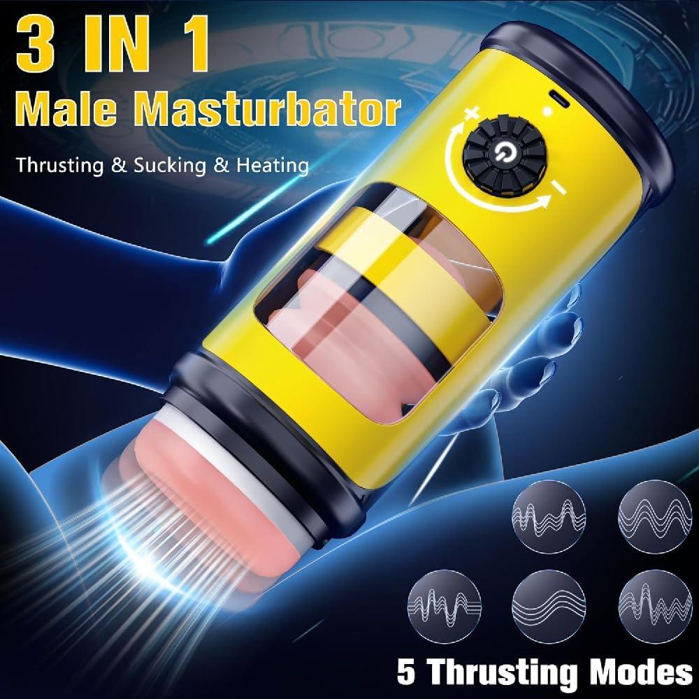 Neue Masturbator Sex Spielzeug für die Männer Solo, Masturbieren Elektrisch mit Heizung & 5 Teleskopmodus, Abnehmbar Realistische Tunnel Penis Pumpe Pussy Sexspielzeug Masturbatoren