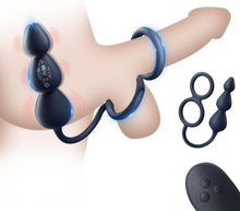 Laden Sie das Bild in den Galerie-Viewer, Analvibrator mit Penisring Hodenring,Analplug Analkugeln mit 10 Vibrationsmodus Fernbedienung,Vibrator Vibration Vibratorensets Analspielzeuge erotisches Sex Spielzeug für die Männer