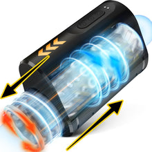 Laden Sie das Bild in den Galerie-Viewer, 2 in 1 Elektrischer Masturbator mit 7 Stoßen und Rotieren offenes Masturbieren für Männer wasserdicht Masturbatoren Taschenmuschi, Eichel Penis Trainer Sex Spielzeug für die Männer solo Blowjob