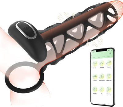 Penisring Vibrator mit 9 Vibrationsmodi Große Größe Hohlgewebe Penisbeschränkung Klitorisstimulation App Fernbedienung Erotisches Sexspielzeug für Paare Mann und Frau