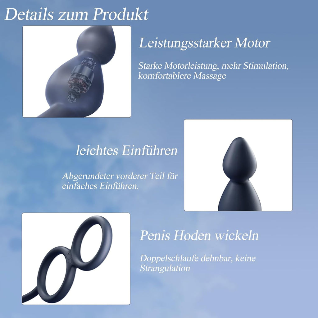 Analvibrator mit Penisring Hodenring,Analplug Analkugeln mit 10 Vibrationsmodus Fernbedienung,Vibrator Vibration Vibratorensets Analspielzeuge erotisches Sex Spielzeug für die Männer