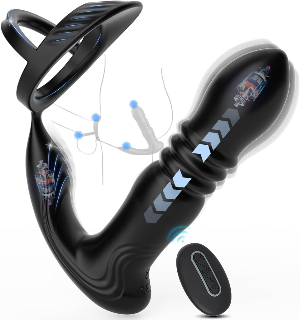 Meeteel Prostata Stimulation Männer mit Penisring, Anal Vibrator mit 3 Schock- und 10 Vibrationsmodi Sex Spielzeug für die Männer Anal Dildo Analplug Analvibratoren Vibratorensets für Paare,Frau