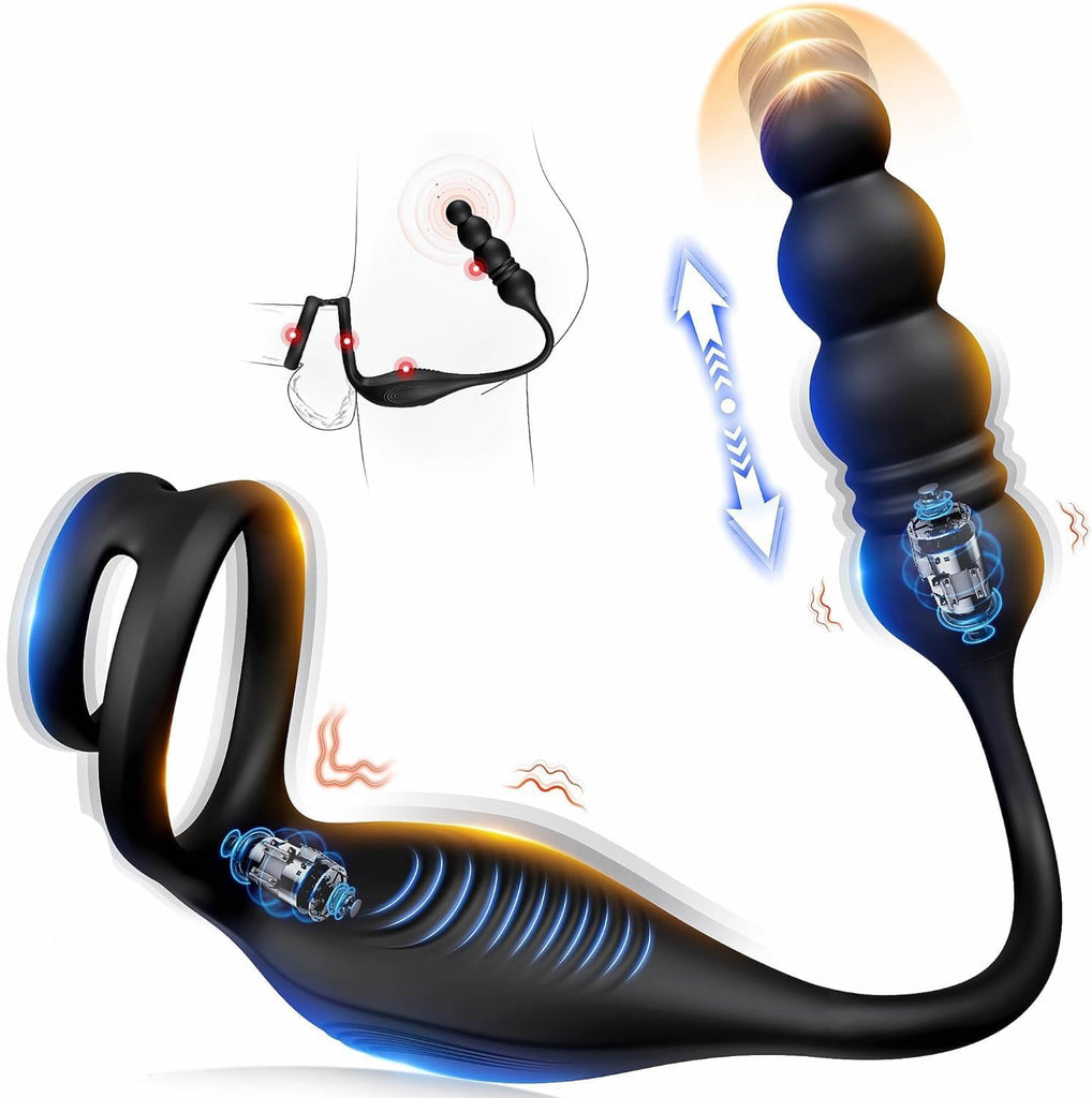 Anal Vibrator Prostata Stimulation Männer Analplug Sexspielzeug für die Männer Vibratorenset Anal plug Dildo mit Penisring Analvibratoren für Mann Buttplug mit 9 Vibration 9 Stoßmodi Sex Toys