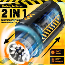 Laden Sie das Bild in den Galerie-Viewer, 2 in 1 Elektrischer Masturbator mit 7 Stoßen und Rotieren offenes Masturbieren für Männer wasserdicht Masturbatoren Taschenmuschi, Eichel Penis Trainer Sex Spielzeug für die Männer solo Blowjob