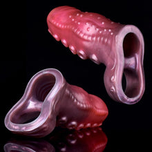 Laden Sie das Bild in den Galerie-Viewer, Monster Penis Sleeve, Silikon Penishülle mit Hodenring, Penismanschetten, Penis Dildo Manschette, Sexspielzeug für Männer zür Penis Vergrößerung Verlängerung