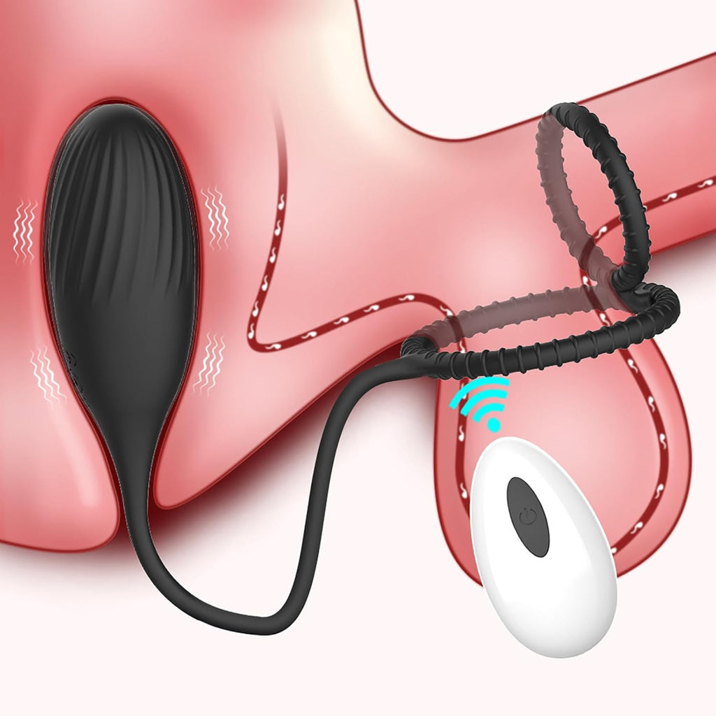 Prostata Massagegerät Analvibratoren mit Penisring für Mann mit 10 Vibrationsmodi Penis Stimulation Vibrator Anal Butt Plug mit Fernbedienung Analdildo Vibration Sexspielzeug für Männer Frauen