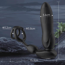 Laden Sie das Bild in den Galerie-Viewer, 10 Modes Vibrators for Men - 4-in-1 Prostate Stimulation with Ring, Butt Plug and Dildo Vibrator - IPX6 Waterproof Sex Toy for Men with Shock Function