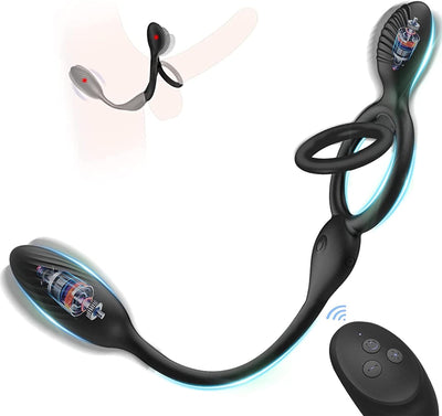 Paar teilen Analvibratoren mit Penisringe Prostata Massagegerät Fernbedienung Analkugel mit 10 Vibrationsmodi Butt Plug Stimulator Analplug Sexspielzeug für Männer Paare.