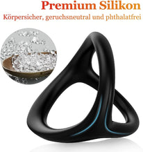 Laden Sie das Bild in den Galerie-Viewer, Mecofy Dreieckiger Penisringe, Premium Dehnbarer Silikon Penisring für Sex Männer, Pleasure Ring mit Hodensack-Ring Gürtel, Erotik Sexspielzeuge für Männer Paare, Schwarz