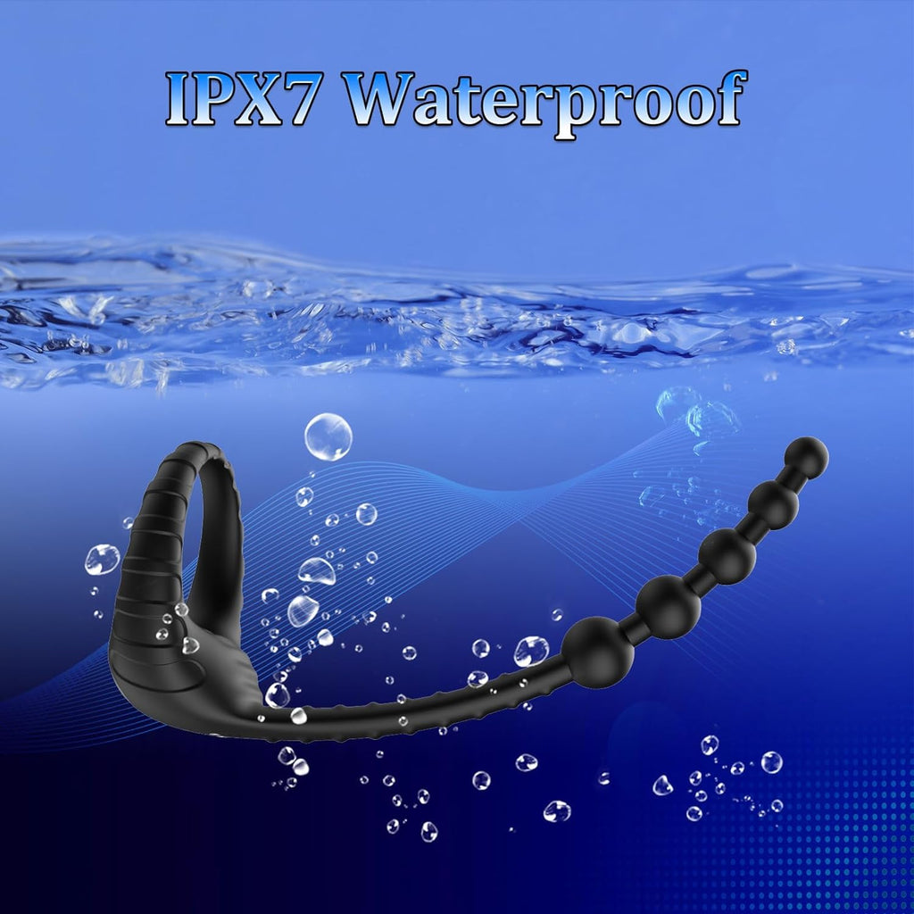 3-in-1 Lustmeister Penisring Analperlen Butt Plug mit 10 Vibration